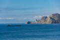 Beautiful view to coast of Novy Svet village from rocky coast Alchak Cape in surroundings of resort Sudak city,