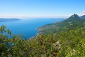 Beautiful view to Gardasee lake shore from Sasso hiking trail