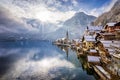 Beautiful view to the idyllic village of Hallstatt in the Austrian Alps Royalty Free Stock Photo