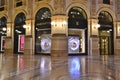 Beautiful view to the Louis Vitton fashion boutique window in the Vittorio Emanuele II Gallery. Royalty Free Stock Photo