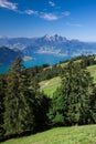 Beautiful view to Lucerne lake and mountain Rigi Royalty Free Stock Photo