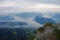 Beautiful view to Lucerne lake (Vierwaldstattersee), mountain Ri Royalty Free Stock Photo