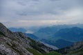 Beautiful view to Lucerne lake Vierwaldstattersee, mountain Rigi and Buergerstock from Pilatus, Swiss Alps, Central Switzerland Royalty Free Stock Photo