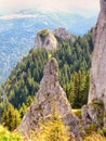 Beautiful view to a peak from Postavaru in the Carpathian Mountains Royalty Free Stock Photo