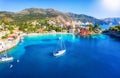 Beautiful view to the picturesque fishing village of Assos, Kefalonia, Greece