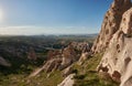 Beautiful view to the Pigeon Valley from Uchisar castle in Cappadocia Royalty Free Stock Photo