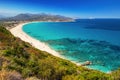 Beautiful view to Plage de Lozari near Lile Rousse on Corsica Royalty Free Stock Photo