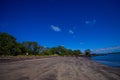 Beautiful view to Rangitoto Island from Karaka Bay Beach Auckland New Zealand in a blue sky in sunny day