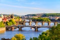 Beautiful view to Vltava and bridges in Prague, Czech republic Royalty Free Stock Photo