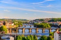 Beautiful view to Vltava and bridges in Prague, Czech republic Royalty Free Stock Photo