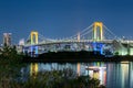 Beautiful view of Tokyo bay, the colorful rainbow bridge and Tokyo city Royalty Free Stock Photo