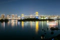Beautiful view of Tokyo bay, the colorful rainbow bridge and Tokyo city Royalty Free Stock Photo