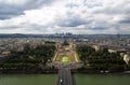 Beautiful view from the top of the bridge over the Seine,