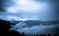 Beautiful view on top of the Bucegi Mountains, with fog Royalty Free Stock Photo