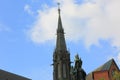 Beautiful view on top of famous historical Cathedral, Uppsala, Sweden, Europe. Blue sky with white clouds background Royalty Free Stock Photo