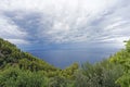 Beautiful view from top of the hill on the sea, postcard idyll Royalty Free Stock Photo