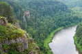 Beautiful view from the top of the mountain, Russia, Ay river Royalty Free Stock Photo