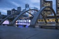 Beautiful view of The Toronto Sign is an illuminated three-dimensional sign in Nathan Phillips Square Royalty Free Stock Photo