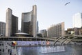 Beautiful view of The Toronto Sign is an illuminated three-dimensional sign in Nathan Phillips Square in Toronto Royalty Free Stock Photo