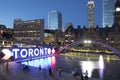 Beautiful view of The Toronto Sign is an illuminated three-dimensional sign in Nathan Phillips Square in Toronto Royalty Free Stock Photo
