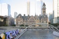 Beautiful view of The Toronto Sign is an illuminated three-dimensional sign in Nathan Phillips Square in Toronto