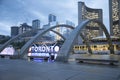 Beautiful view of The Toronto Sign is an illuminated three-dimensional sign in Nathan Phillips Square in Toronto