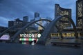 Beautiful view of The Toronto Sign is an illuminated three-dimensional sign in Nathan Phillips Square in Toronto