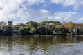 Beautiful view of Torre del Lago Puccini from Lake Massaciuccoli, Lucca, Tuscany, Italy