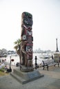 Beautiful view of the Totem sculpture in the Victoria Inner Harbour in Victoria Royalty Free Stock Photo