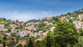 Beautiful view towards the houses of Vathy, Ithaka island Royalty Free Stock Photo