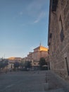 beautiful view of the tower of the Santo TomÃ© church of the Spanish city of Toledo on an autumn afternoon