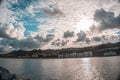 Beautiful view of the town of Fuenterrabia in the Basque Country, Spain under the cloudy sky Royalty Free Stock Photo