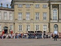 Beautiful view of traditional ceremony called Changing the Guard. Denmark .Amalienborg Palace, Copenhagen.