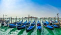 Beautiful view of traditional Gondolas on Canal Grande with San Giorgio Maggiore church at morning, Venice, Italy Royalty Free Stock Photo