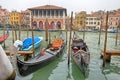 Beautiful view of traditional Gondolas on Canal Grande in Venice Venezia, Italy