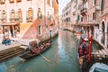 Beautiful view of traditional Gondolas on famous Canal Grande