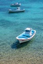 Beautiful view of traditional Greek fishing boats - kaiki.Perfect as wallpaper.