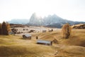 Alpe di Siusi at sunrise, Dolomites, South Tyrol, Italy Royalty Free Stock Photo