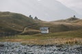 Beautiful view of a trail through green hills and mountains in Col de Larche, France Royalty Free Stock Photo