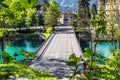 Beautiful view during a trail in Interlaken, Switzerland, Europe. Hiking to the top of Harder Kulm.