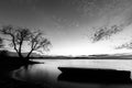 Beautiful view of Trasimeno lake Umbria at dusk, with a little Royalty Free Stock Photo