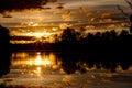 Beautiful view of trees reflection on the lake during sunset Royalty Free Stock Photo
