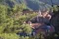 Beautiful view of the Trooditissa monastery in the Cedar Valley Nature Reserve in Cyprus