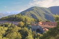 Beautiful view of the Trooditissa monastery in the Cedar Valley Nature Reserve in Cyprus