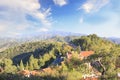 Beautiful view of the Trooditissa monastery in the Cedar Valley Nature Reserve in Cyprus