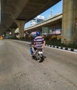 Beautiful view of Tumkur or Nelamangala 8 Lane Road with flyover, metro pillar and metro stop with limited traffic jam on road