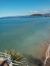 beautiful view of the turquoise sea from the Piquio gardens of the city of Santander on a spring morning in March Royalty Free Stock Photo