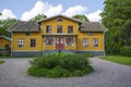 Beautiful view of typical swedish country house in yellow. Sweden