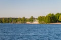Beautiful view on Ukiel lake with marina in Olsztyn, Poland