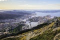 Beautiful view with Ulriken seen from the Mount Ulriken in Bergen, Norway